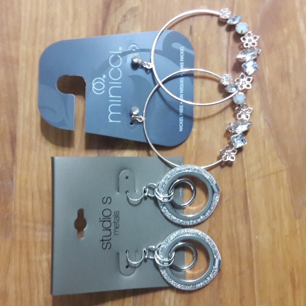 Studio S Metals / Minicci Rose Gold Earnings  New 2 pairs